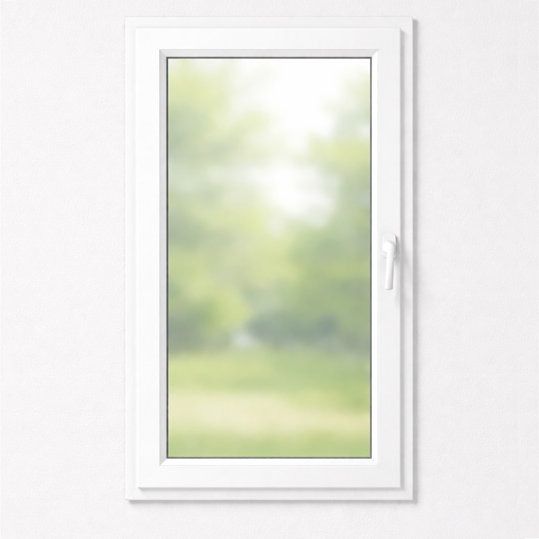 Ein einflügeliges, weißes Dreh-Kipp-Fenster.